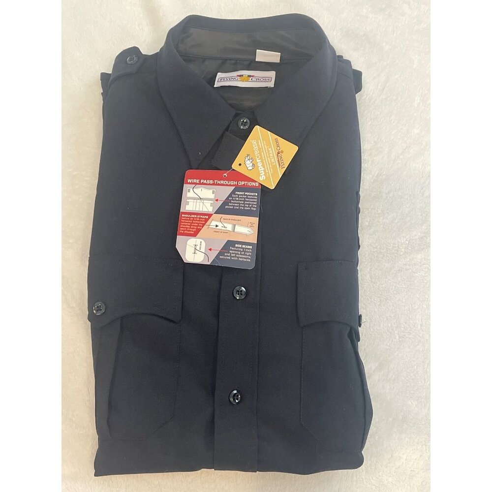 NWT Flying Cross Justice LS Shirt Mens 20.0-34/35 LAPD Navy Poly/Wool 07W84 - Picture 2 of 4